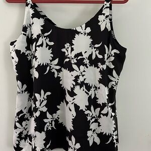 Black and White Stripes/Flowers Sleeveless Tank